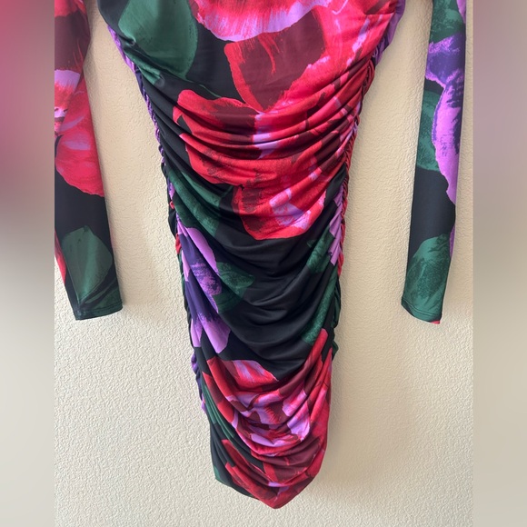 AFRM Women's Phillipa Floral Print Ruched Long Sleeve Bodycon Dress Size Small - Picture 7 of 8